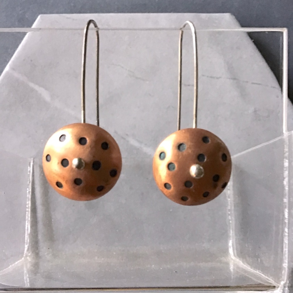 Copper Circular Dotty Earrings